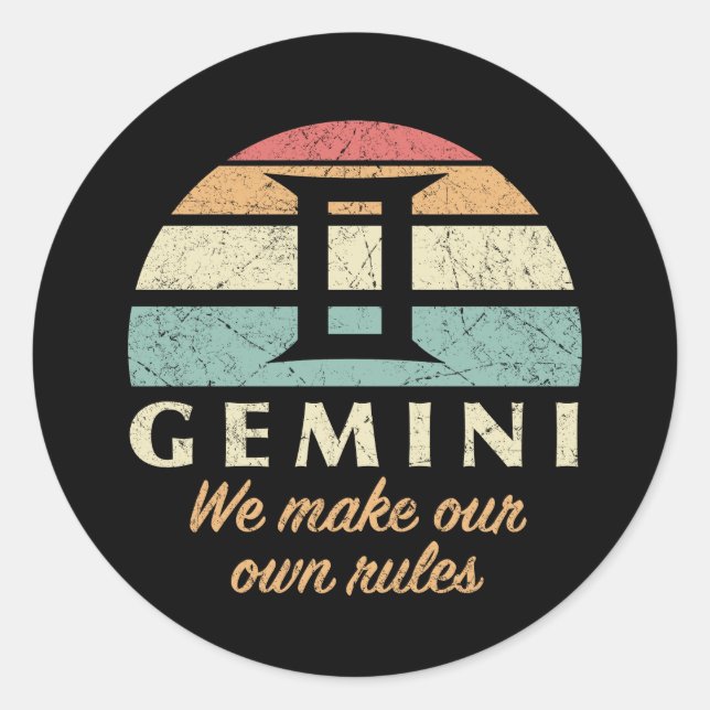 Funny Gemini Zodiac Rules Runder Aufkleber (Vorderseite)