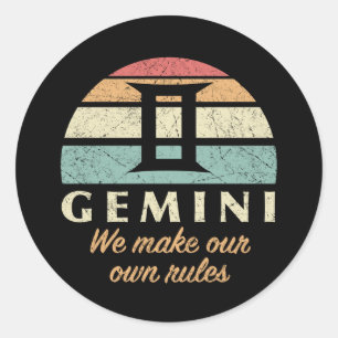 Funny Gemini Zodiac Rules Runder Aufkleber