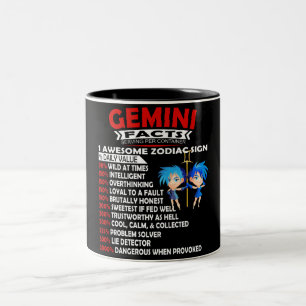 Funny Gemini Zodiac Sign Nutrition Fakten Zwei-Ton Zweifarbige Tasse