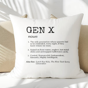 Funny Gen X Definition Black Typografy Kissen