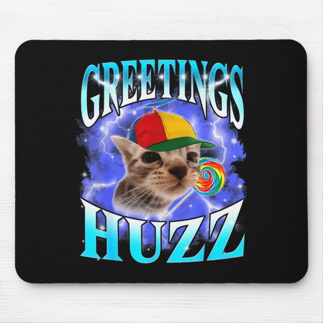 Funny Gen Z Gen Alpha Slang Cat Meme Greetings Huz Mousepad (Vorne)