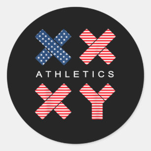 Funny Genetic American Flag Xx Xy Athletics Runder Aufkleber