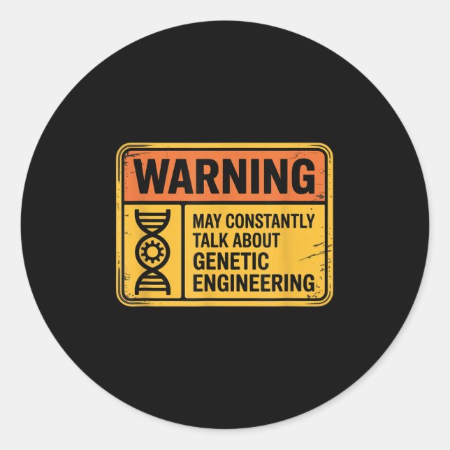 Funny Genetic Engineering Warning Sign Bioengineer Runder Aufkleber (Vorderseite)