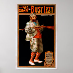 Funny Geo. Sidney as beschäftigt Izzy Theater Post Poster