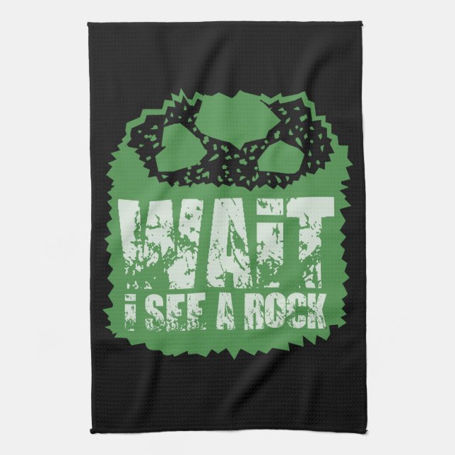 Funny Geology - Moment, ich sehe einen Stein Geschirrtuch (Vertikal)