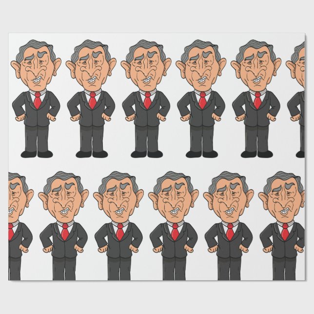 Funny George W Bush Political Caricature Geschenkpapier (Flach)