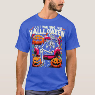 Funny gerade Gewartet Halloween Skeleton Spooky V T-Shirt