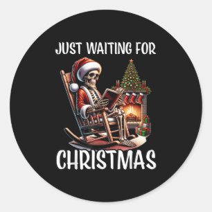 Funny gerade Gewartet Weihnachten Skeleton Hallowe Runder Aufkleber