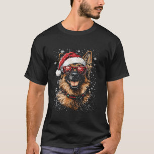 Funny German Shepherd Christmas Dog Weihnachtsmann T-Shirt