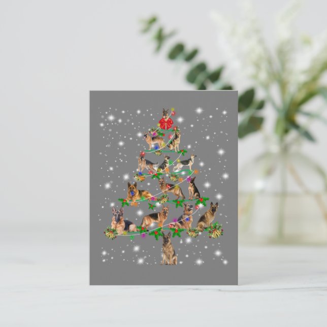 Funny German Shepherd Christmas Tree Decor Ornamen Postkarte (Stehend Vorderseite)