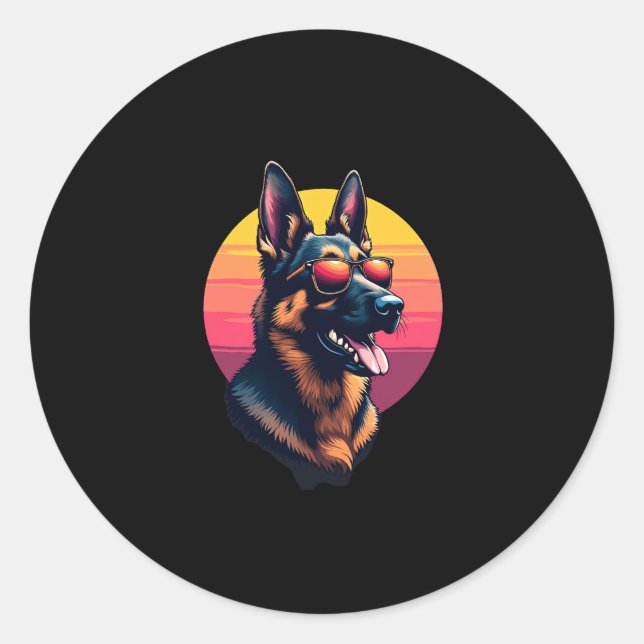 Funny German Shepherd Dog Design Art Kostüm Outfi Runder Aufkleber (Vorderseite)