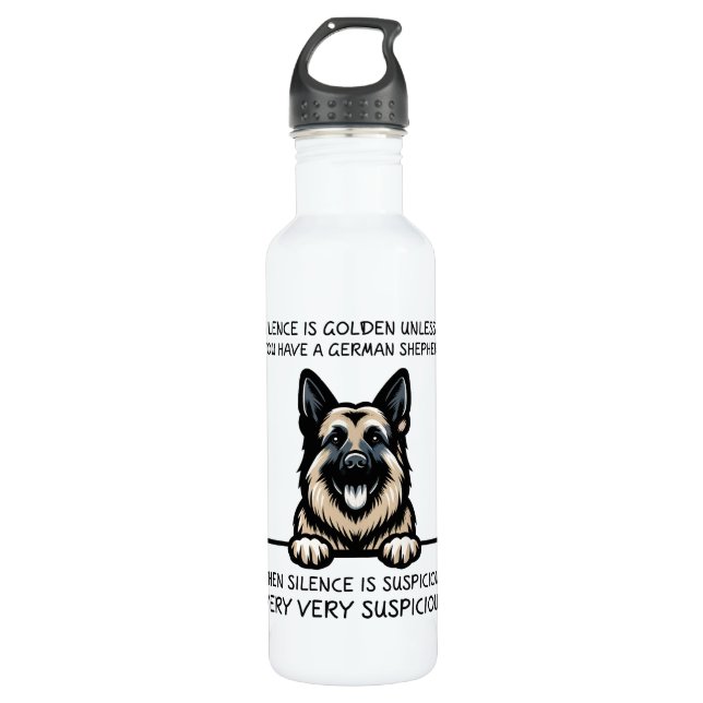 Funny German Shepherd Dog Edelstahlflasche (Vorderseite)
