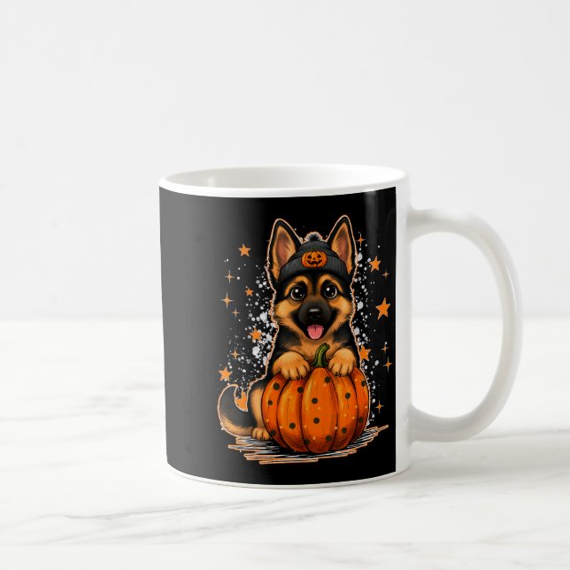Funny German Shepherd Dog Halloween Pumpkin Graphi Kaffeetasse (Rechts)