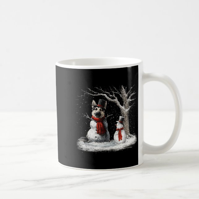 Funny German Shepherd Dog In The Snow Tree Christm Kaffeetasse (Rechts)