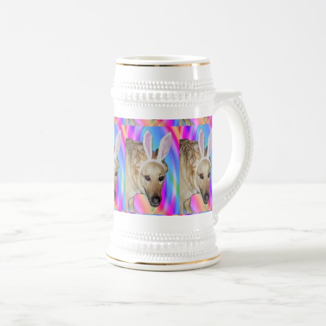 Funny German Shepherd Dog & Ostersonnige Ohren Bierglas (VorderseiteRechts)