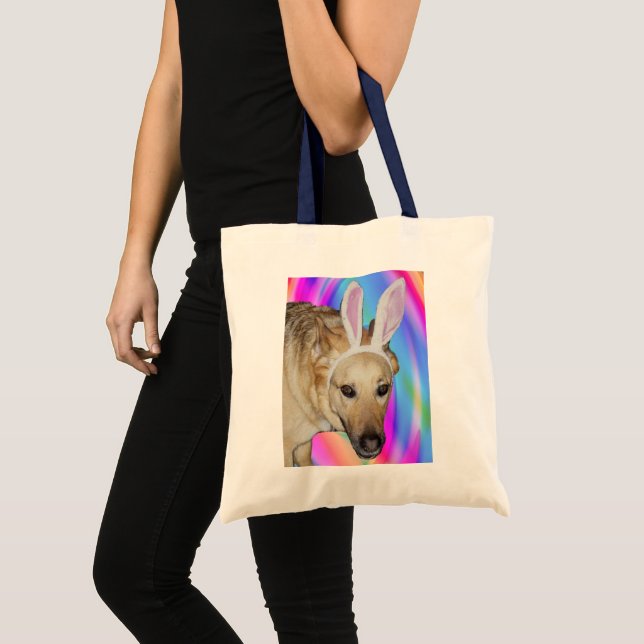 Funny German Shepherd Dog & Ostersonnige Ohren Tragetasche (Vorderseite (Produkt))