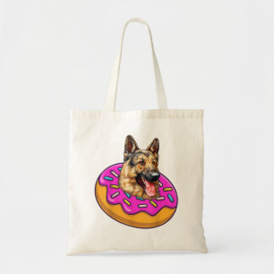Funny German Shepherd Dog Riding Dinosaur & Rainbo Tragetasche
