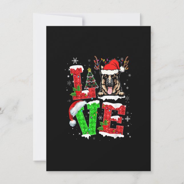 Funny German Shepherd Dog Tree Christmas Lights Xm Einladung (Vorderseite)
