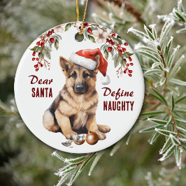 Funny German Shepherd Pup Definition Naughty Chris Keramik Ornament