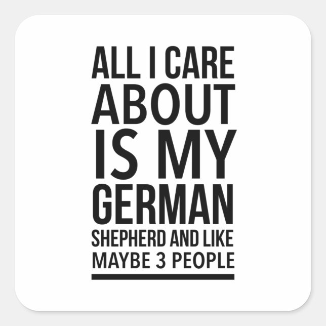 Funny German shepherd Quadratischer Aufkleber (Vorderseite)