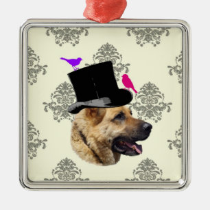 Funny German shepherdog Silbernes Ornament
