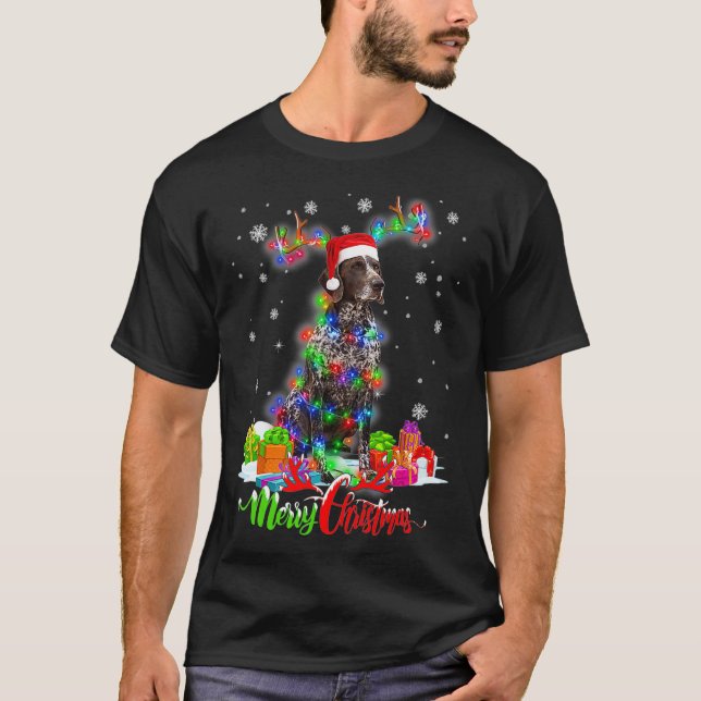 Funny German Shorthaired Pointer Dog Merry Christm T-Shirt (Vorderseite)