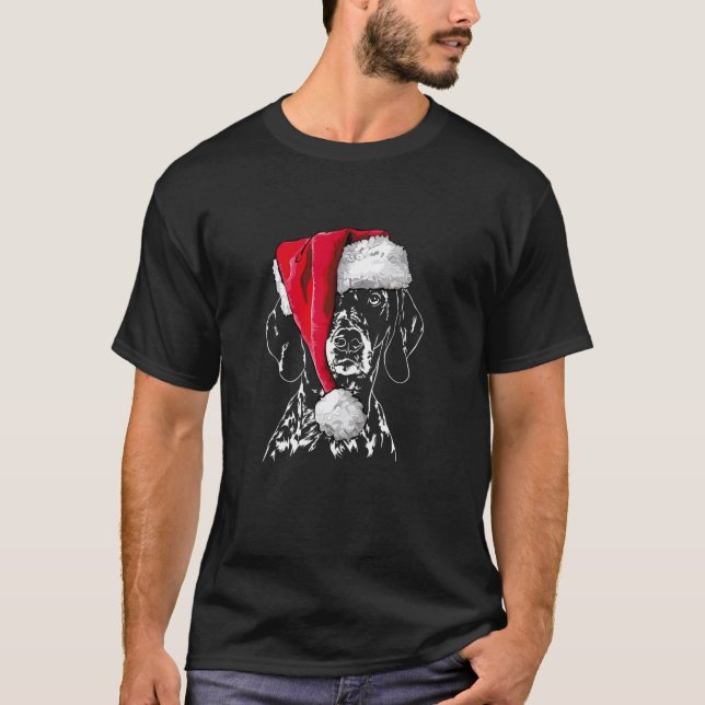 Funny German Shorthaired Pointer Santa Christmas d T-Shirt (Vorderseite)