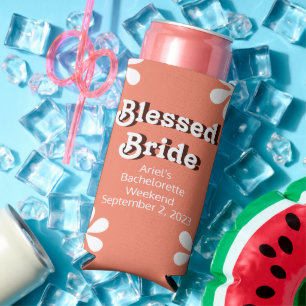 Funny "Gesegnete Braut" Retro 70er Bachelorette Selters Dosenkühler