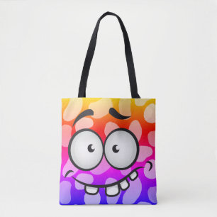 Funny Gesicht lächelnd bunt abstrakt orange blau Tasche