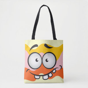Funny Gesicht lächelnd bunt Muster orange gelb Tasche