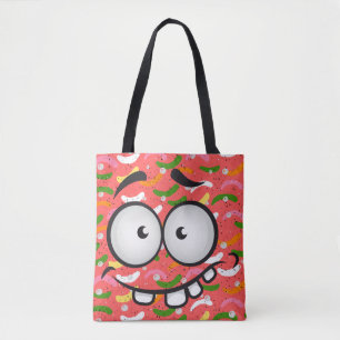 Funny Gesicht lächelnd bunt Muster rosa orange Tasche