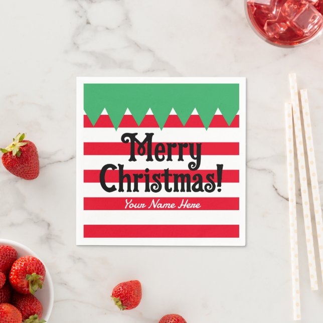 Funny gestreift elf Anzug Brauch Weihnachten Party Serviette (Beispiel)