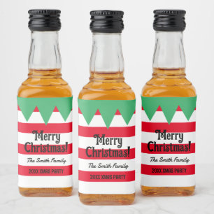 Funny gestreift Weihnachtself Anzug personalisiert Alkoholflaschenetikett