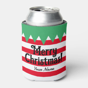 Funny gestreift Weihnachtself Anzug personalisiert Dosenkühler