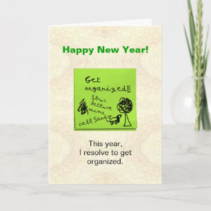 Funny Get Organized Resolution New Years Card Feiertagskarte