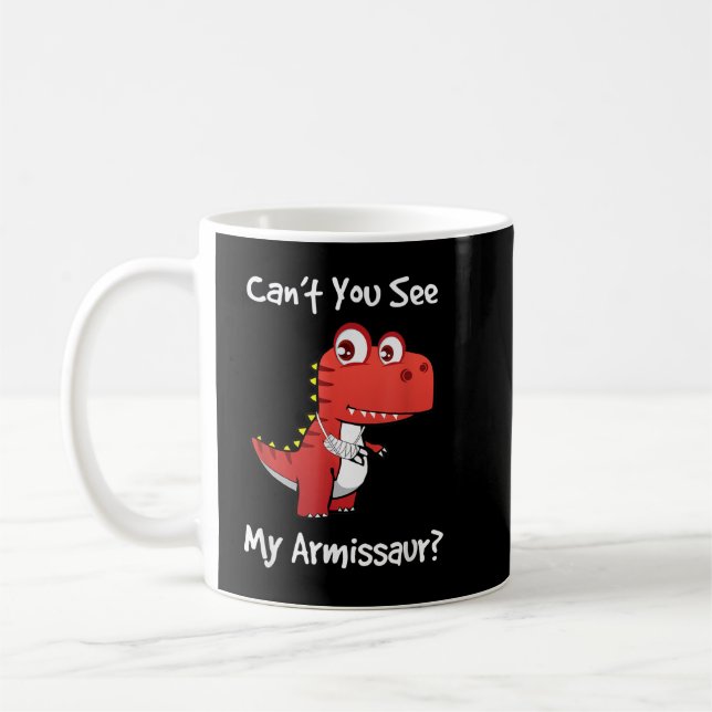 Funny Get Well Broken Arm Geschenk Dinosaurier mit Kaffeetasse (Links)