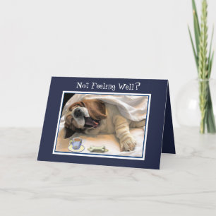 Funny "Get Well" Card W/Niedlich Basset, Knochen & Feiertagskarte