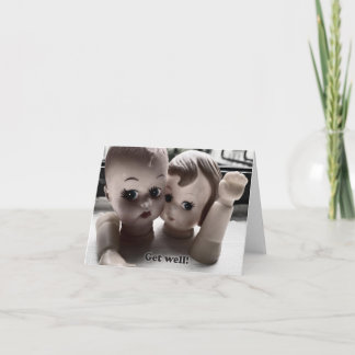 Funny Get Well-Karte mit kaputten Retro-Puppen Karte
