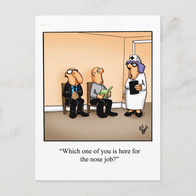 Funny Get Well Postcard "Nose Job" Postkarte (Vorderseite)