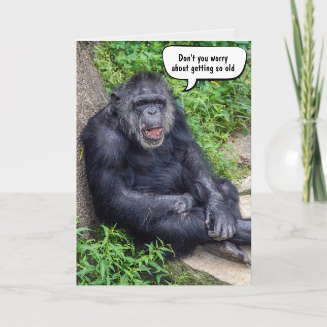 Funny GetOlder Birthday Chimpanzee Karte (Vorderseite)