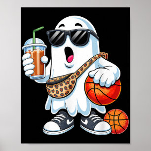 Funny Ghost Basketball Bootskaffee Halloween Mens Poster