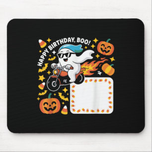 Funny Ghost Biker Halloween Design mit Flammen und Mousepad