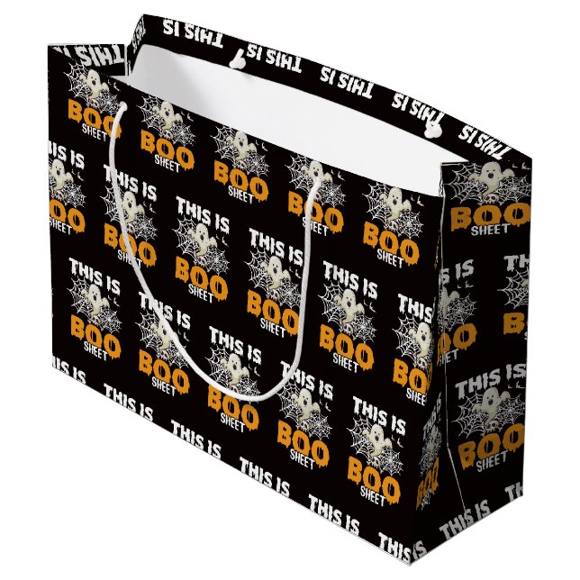 Funny Ghost Boo Sheet Halloween Große Geschenktüte (Rückseite Schrägansicht)