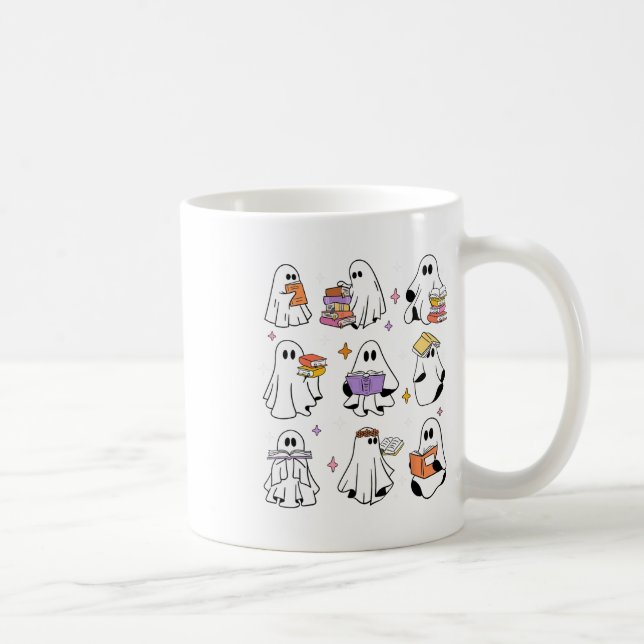 Funny Ghost Book Reading Halloween Bücher Lover Te Kaffeetasse (Rechts)