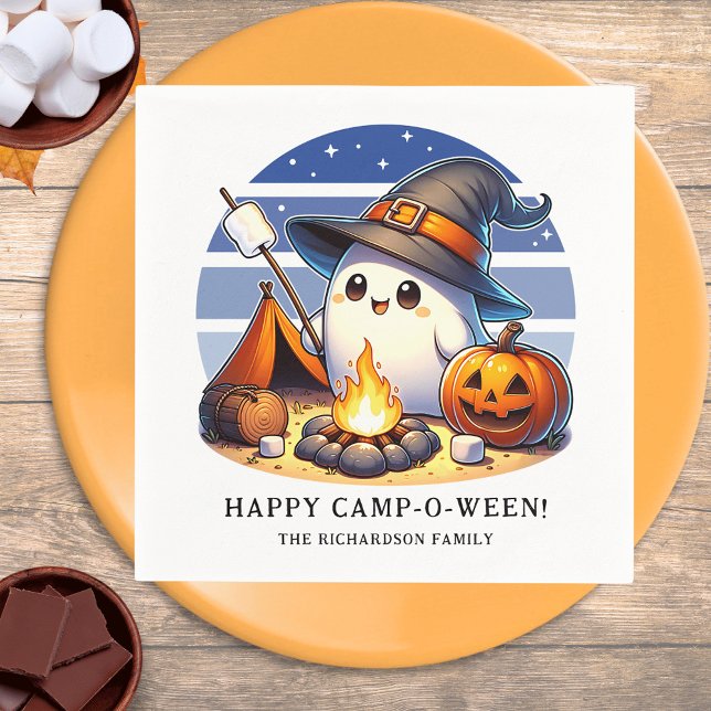Funny Ghost Camping Halloween Happy Camp-o-ween Serviette (Von Creator hochgeladen)