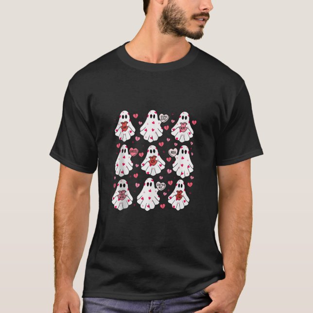 Funny Ghost Candy Heart XOXO Glücklicher Valentins T-Shirt (Vorderseite)