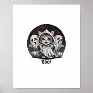 Funny Ghost Cat Boo Halloween Animal Ghost Kitty T Poster