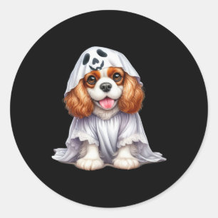 Funny Ghost Cavalier King Charles Spaniel Dog Lieb Runder Aufkleber
