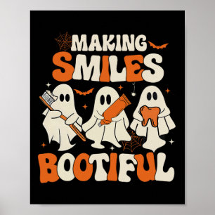 Funny Ghost Dentist Halloween Making Lächeln Booti Poster