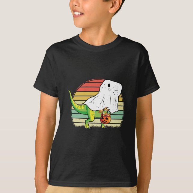 Funny Ghost Dinosaur Halloween T-Shirt (Vorderseite)